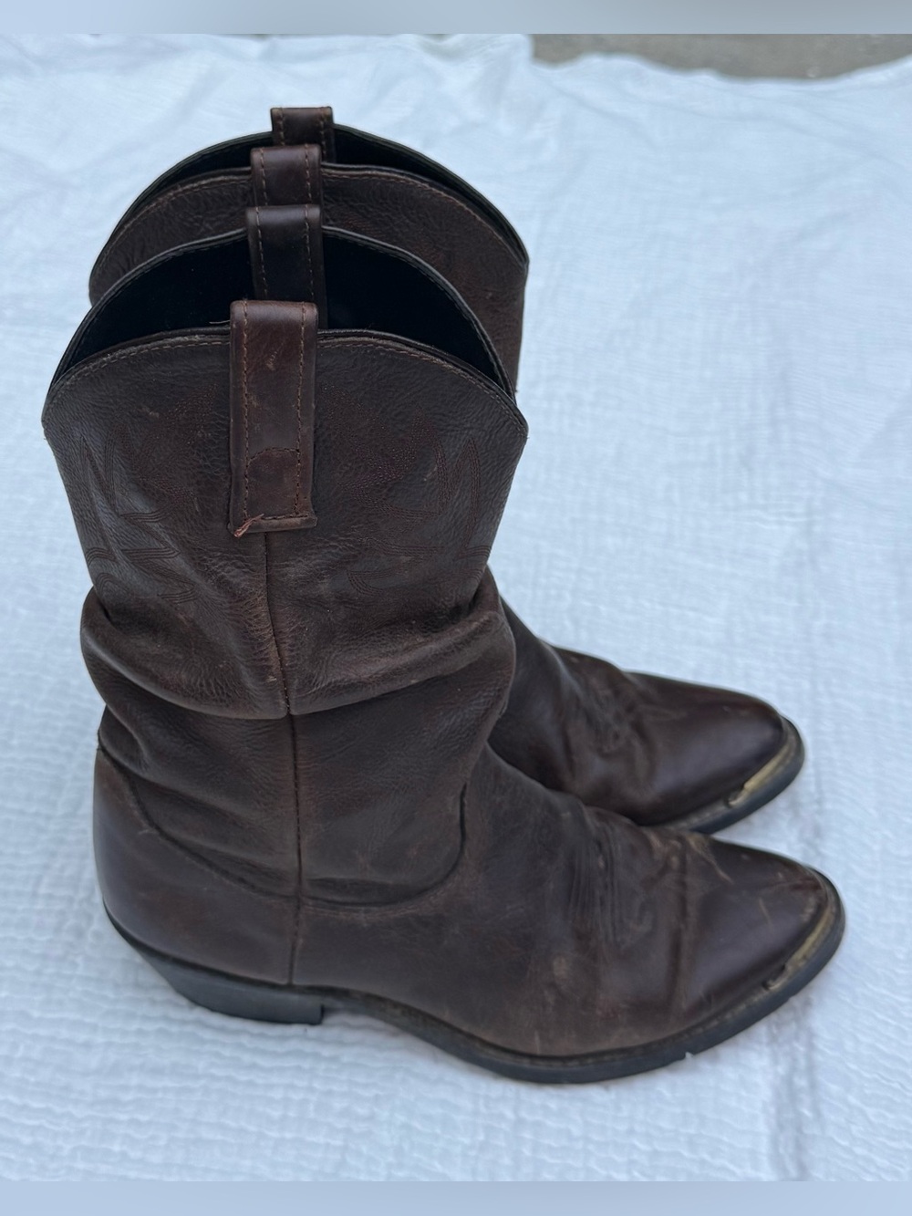 Classic Western Leather Boots - Dark Brown sz 8